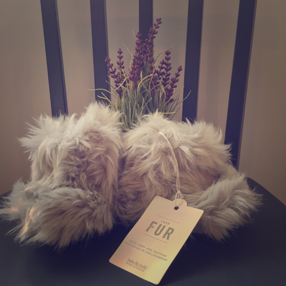 RH Baby & Child Luxe Fur Faux Grey Booties